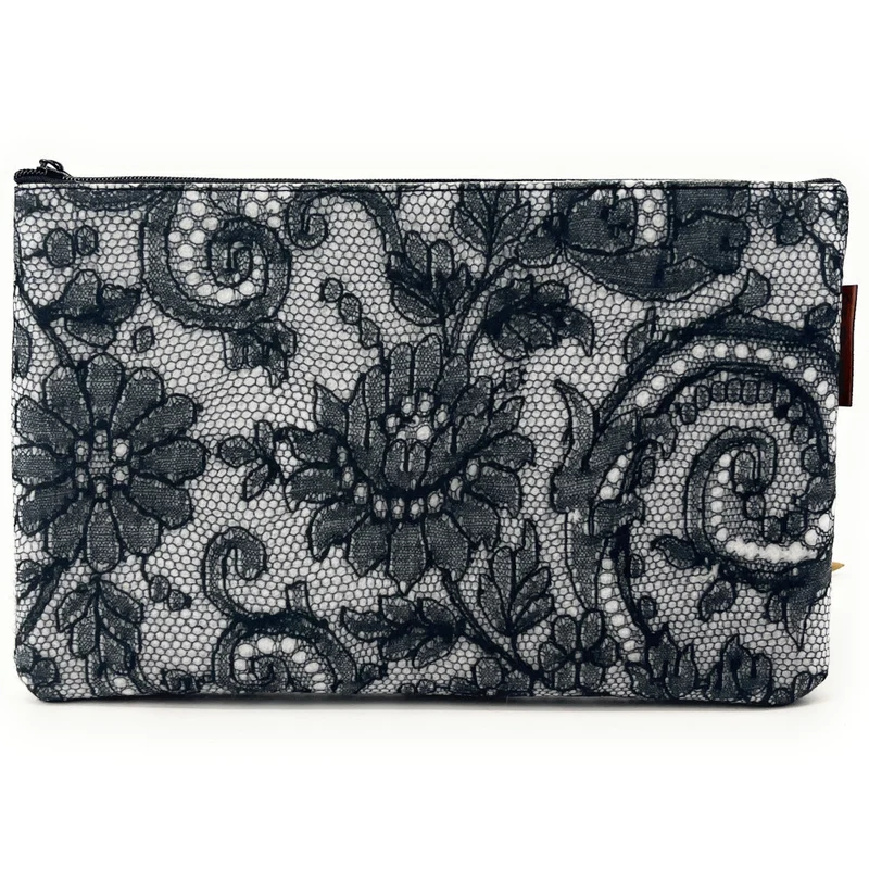 Trousse en feutrine écologique imprimée VICTORIA Gris foncé