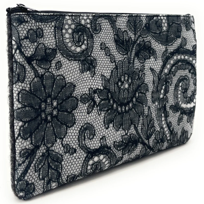 Trousse en feutrine écologique imprimée VICTORIA Gris foncé