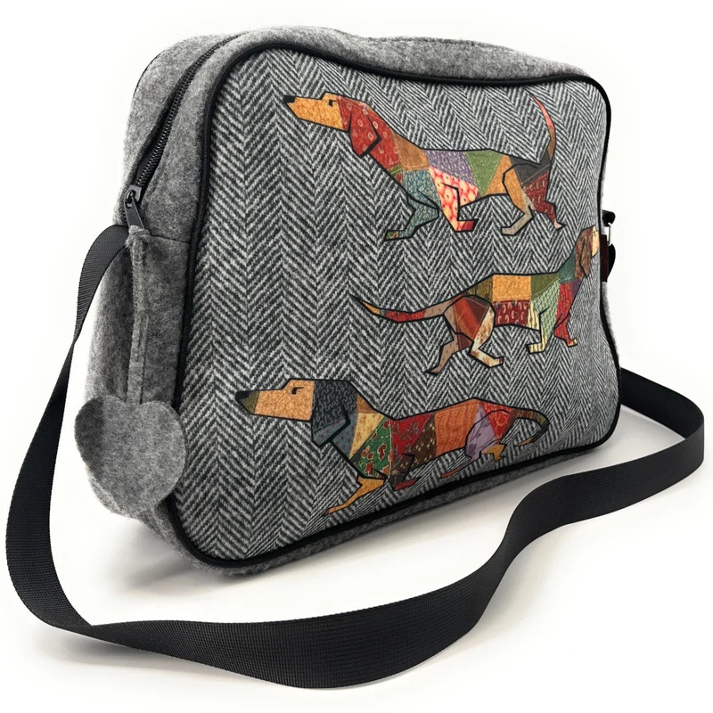 Sac bowling en feutrine écologique imprimée MODERN Gris clair