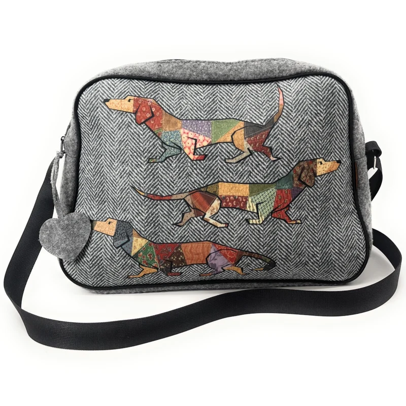 Sac bowling en feutrine écologique imprimée MODERN Gris clair