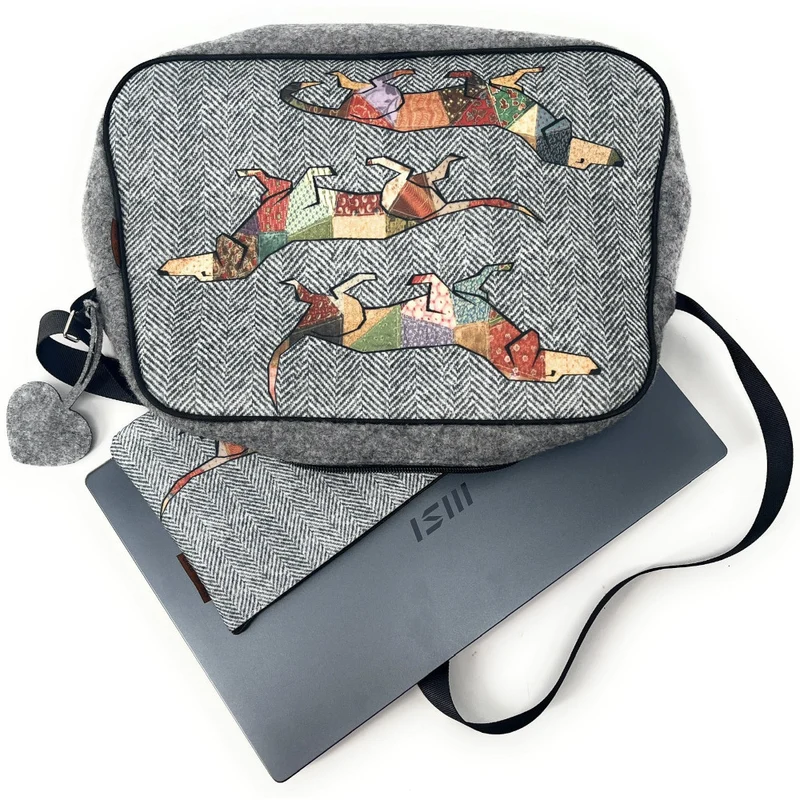 Sac bowling en feutrine écologique imprimée MODERN Gris clair