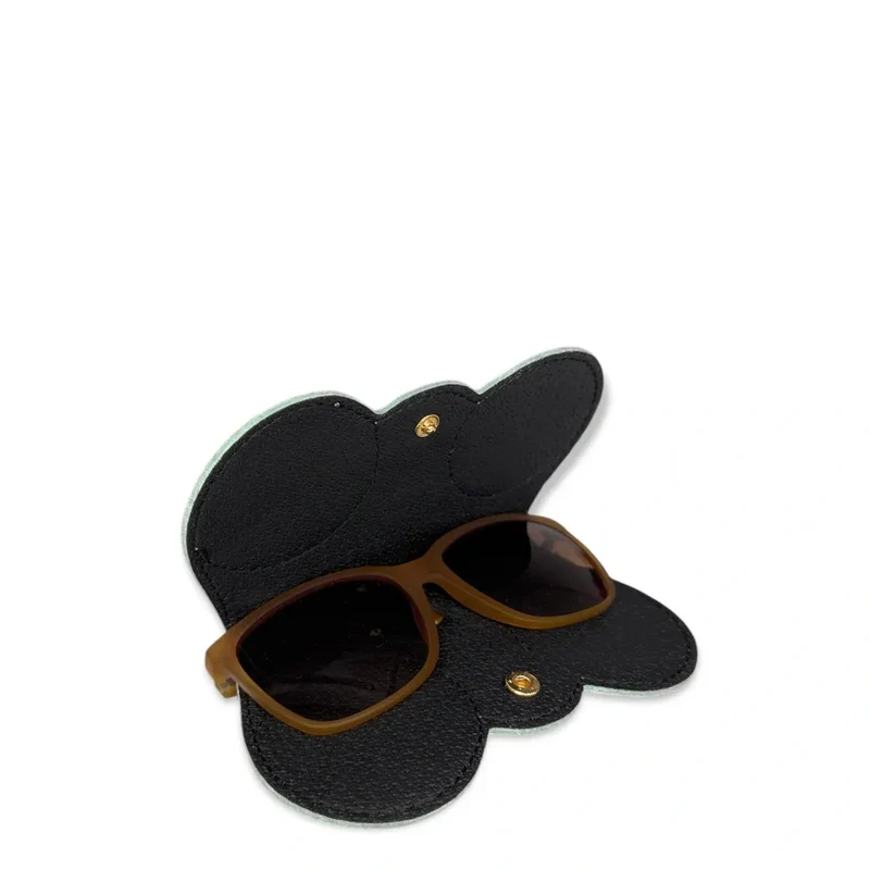Etui à lunettes en cuir grainé PEANUT Vert pastel