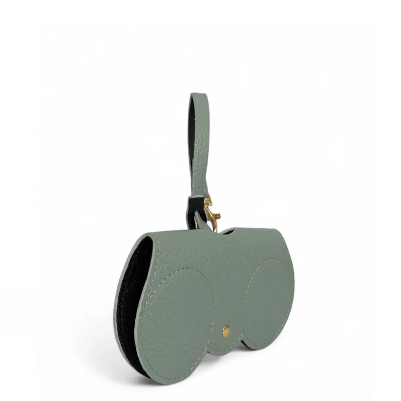 Etui à lunettes en cuir grainé PEANUT Vert pastel