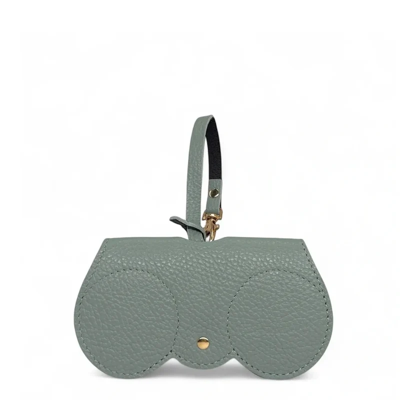 Etui à lunettes en cuir grainé PEANUT Vert pastel