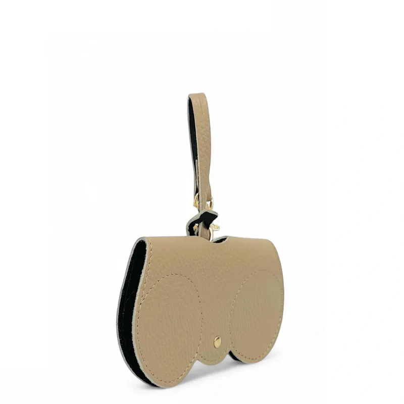Etui à lunettes en cuir grainé PEANUT Taupe