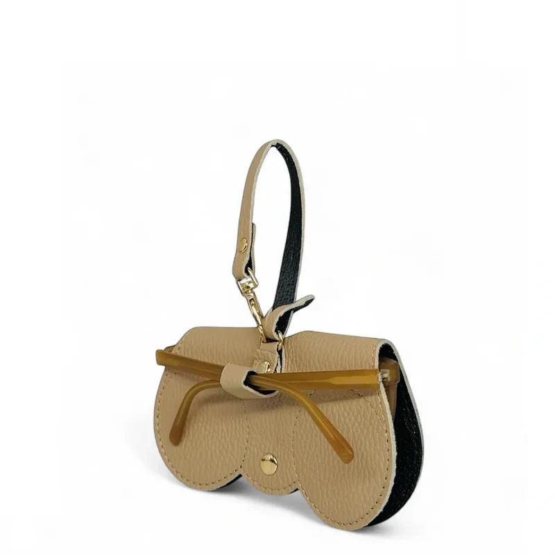 Etui à lunettes en cuir grainé PEANUT Taupe