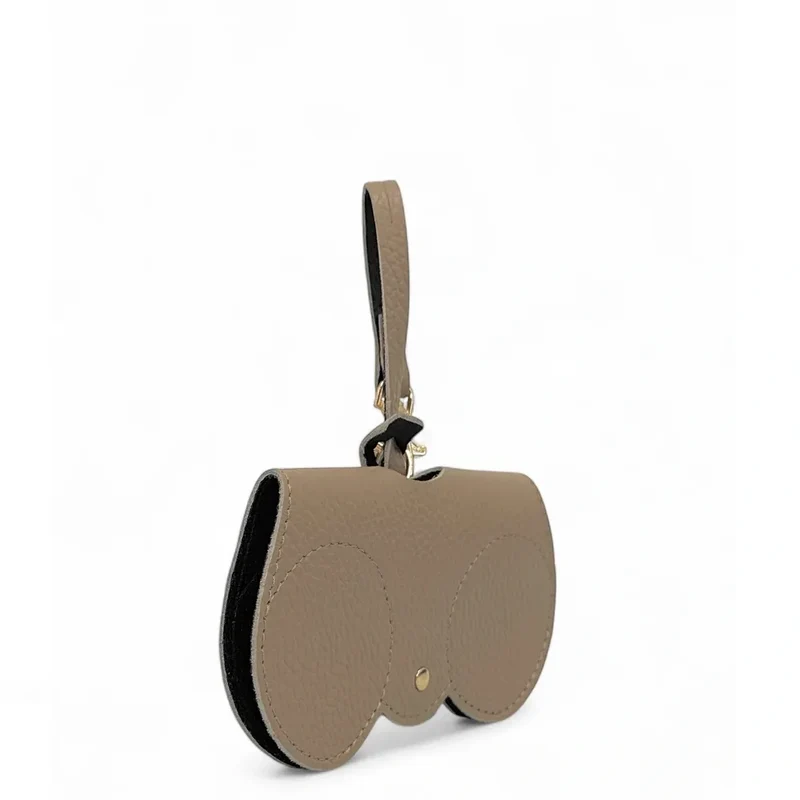 Etui à lunettes en cuir grainé PEANUT Taupe foncé
