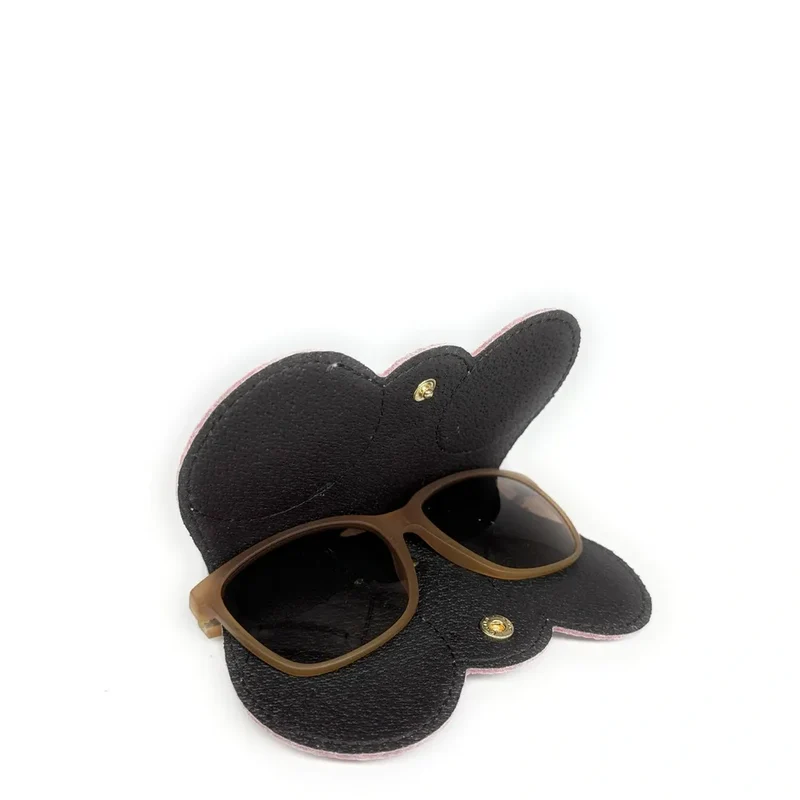 Etui à lunettes en cuir grainé PEANUT Rose poudre