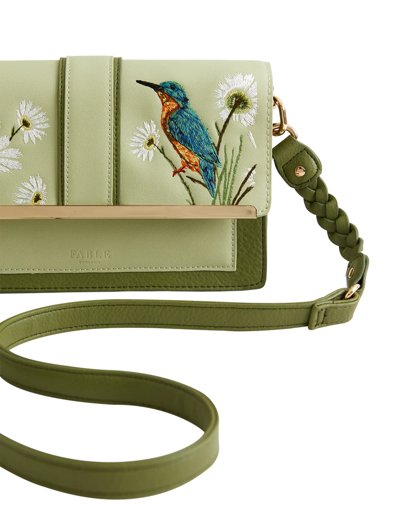 Embroidered Kingfisher Cross Body Bag