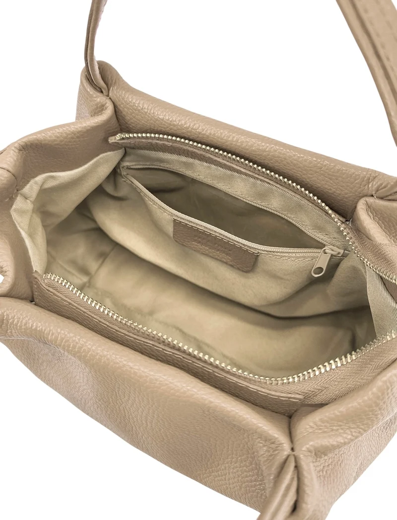 Sac à main en cuir grainé BUBBLE Taupe