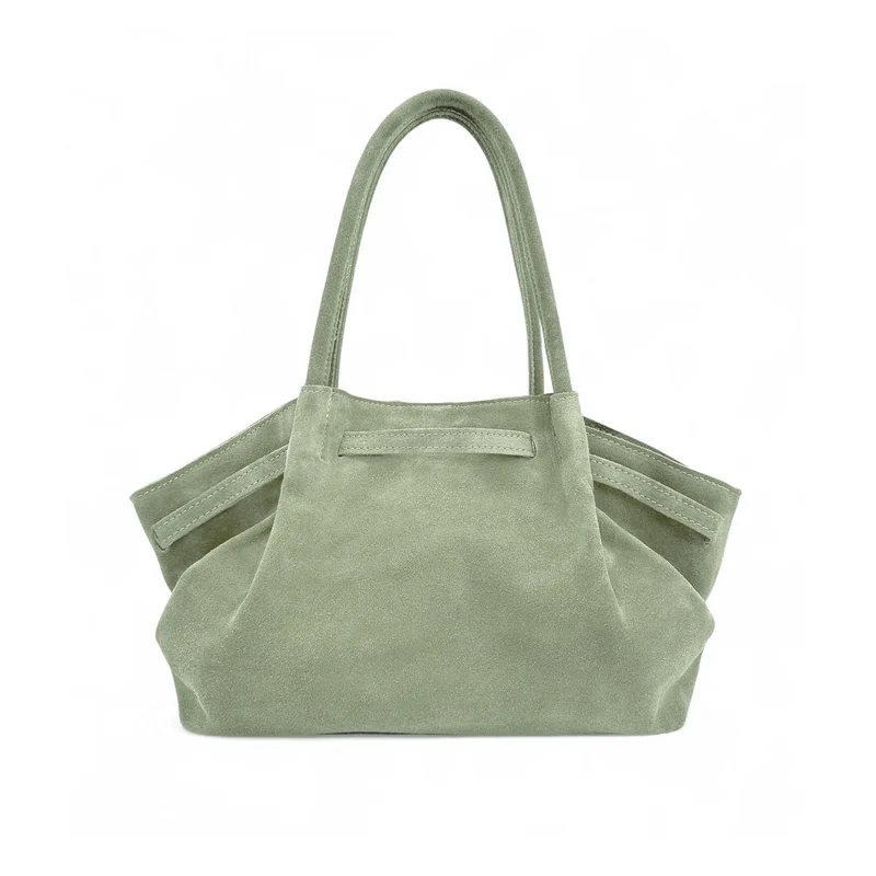 Sac cabas loose en daim ALANA Vert amande