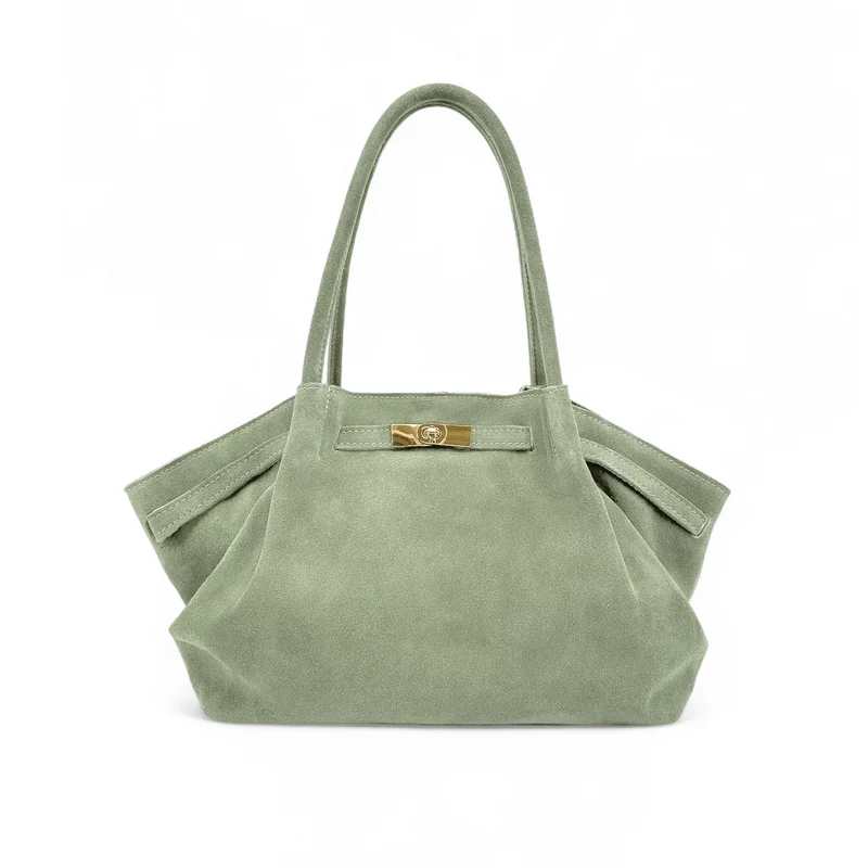 Sac cabas loose en daim ALANA Vert amande