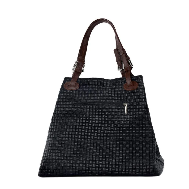 Sac à main en cuir embossé tressage MALLARME Noir