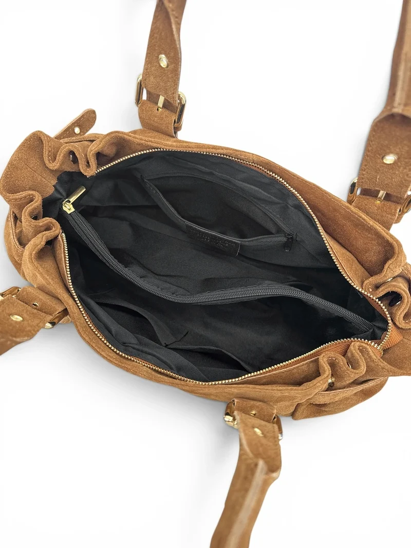 Sac bowling en daim NEW PRINCESS SUEDE XL Marron camel
