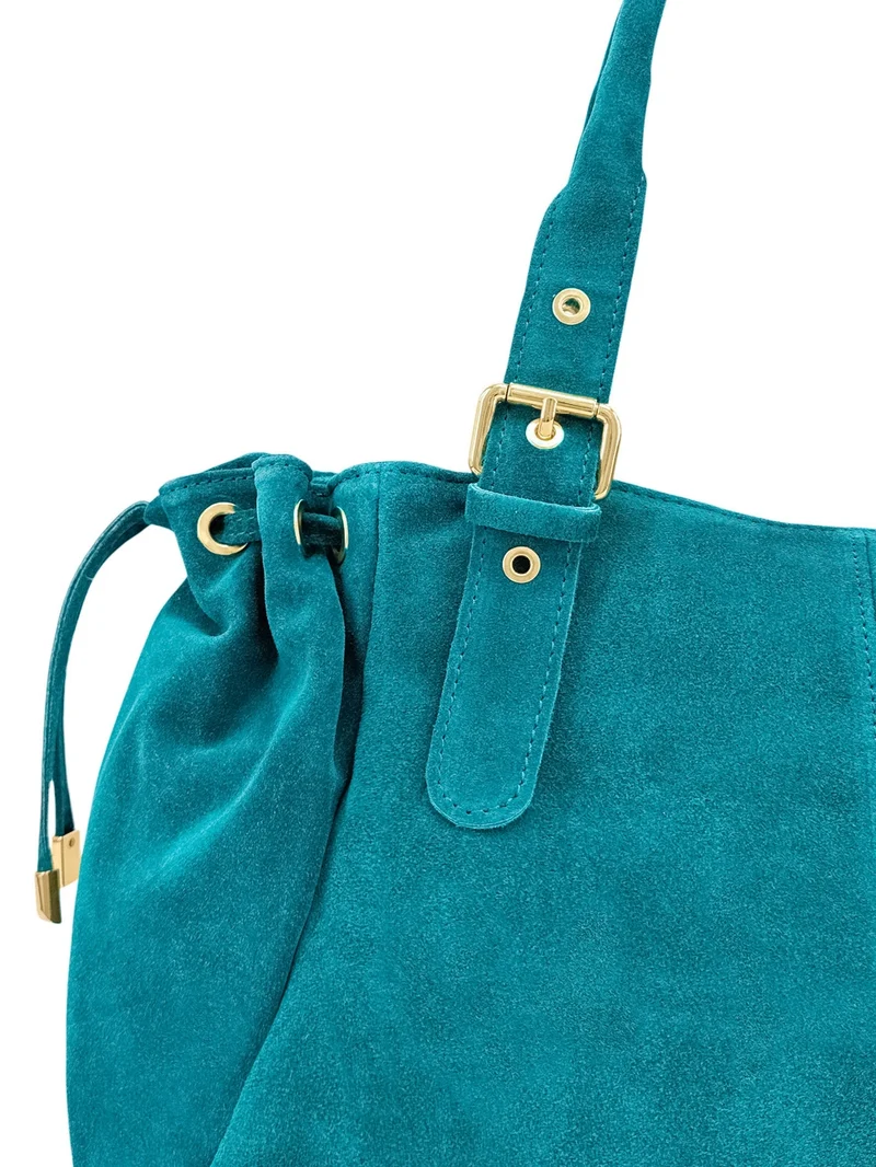 Sac bowling en daim PRINCESSE SUEDE XL Bleu turquoise