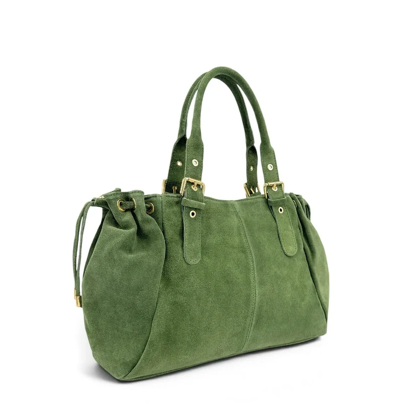 Sac bowling en daim PRINCESSE SUEDE XL Vert sauge