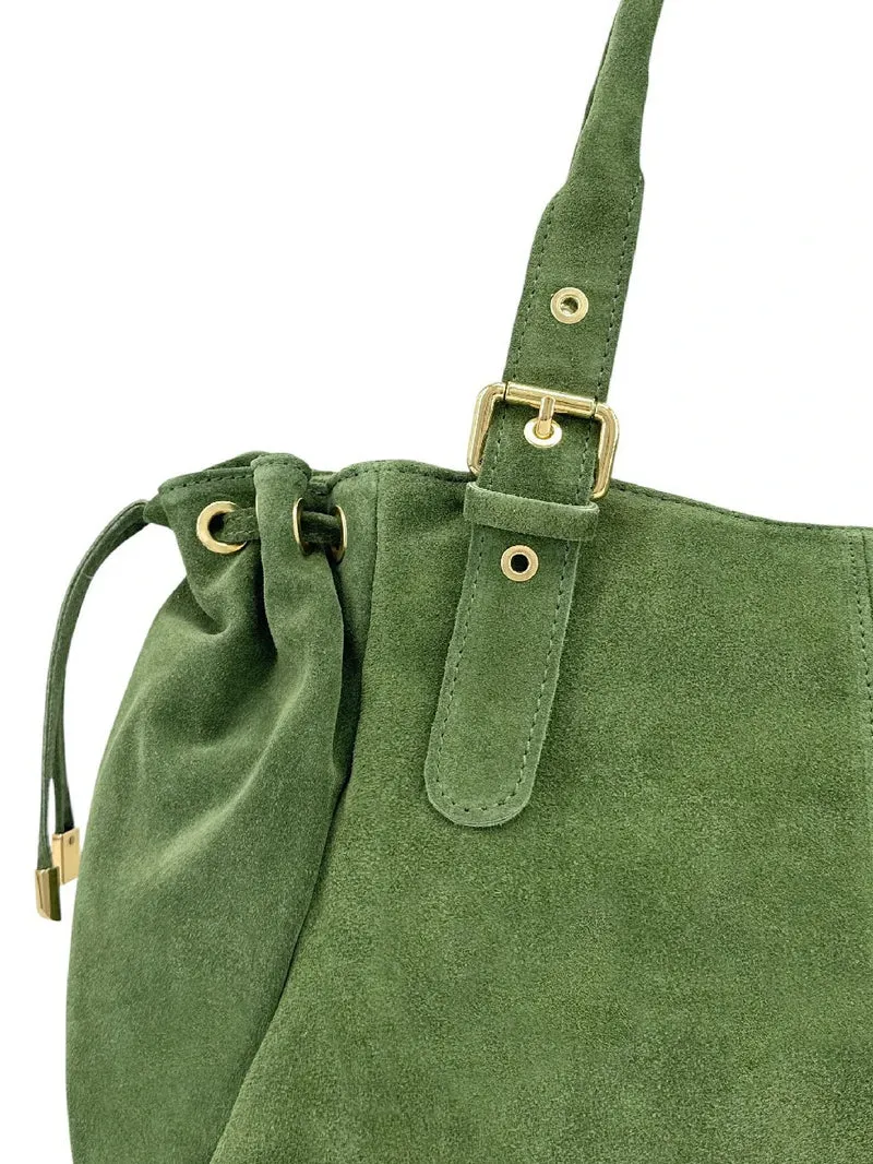 Sac bowling en daim PRINCESSE SUEDE XL Vert sauge