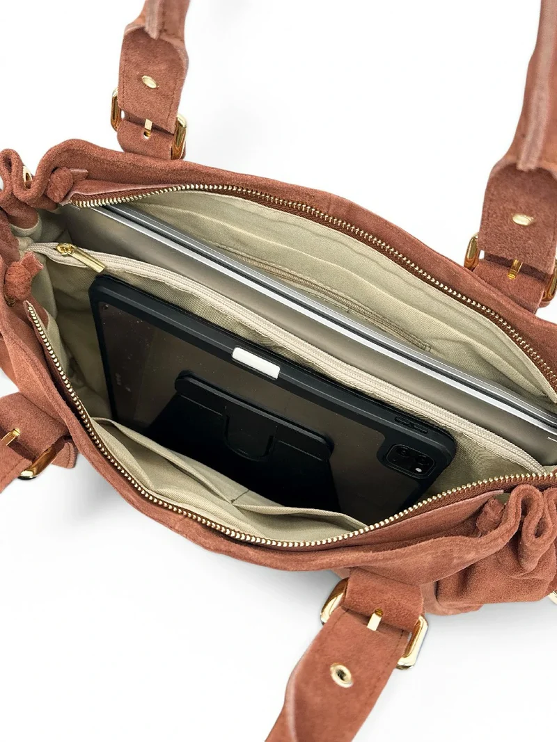 Sac bowling en daim PRINCESSE SUEDE XL Rouille