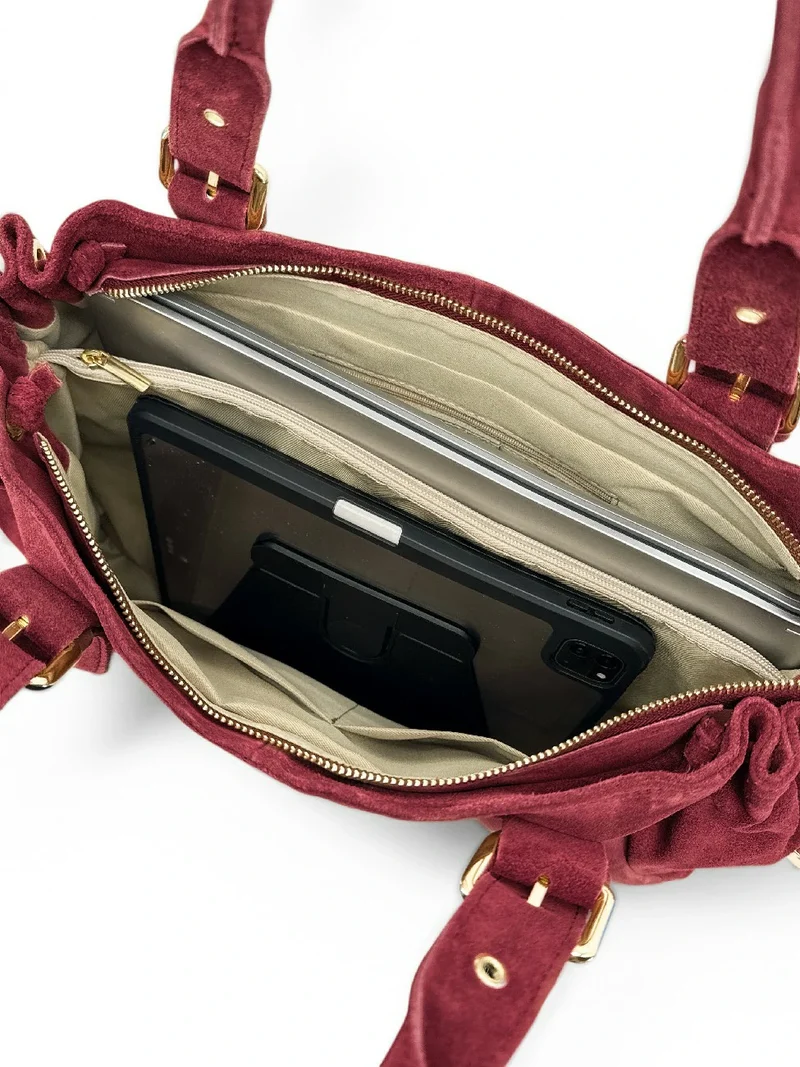 Sac bowling en daim PRINCESSE SUEDE XL Rouge rubis