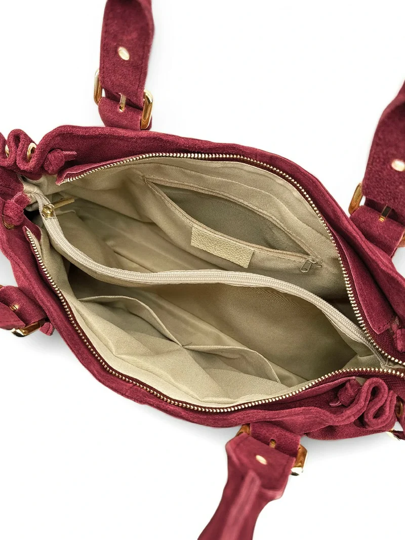 Sac bowling en daim PRINCESSE SUEDE XL Rouge rubis