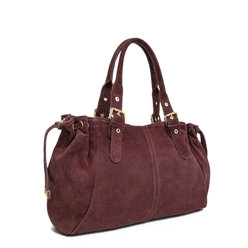 Sac bowling en daim PRINCESSE SUEDE XL Prune
