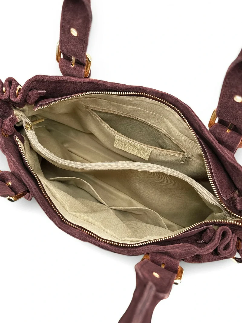 Sac bowling en daim PRINCESSE SUEDE XL Prune