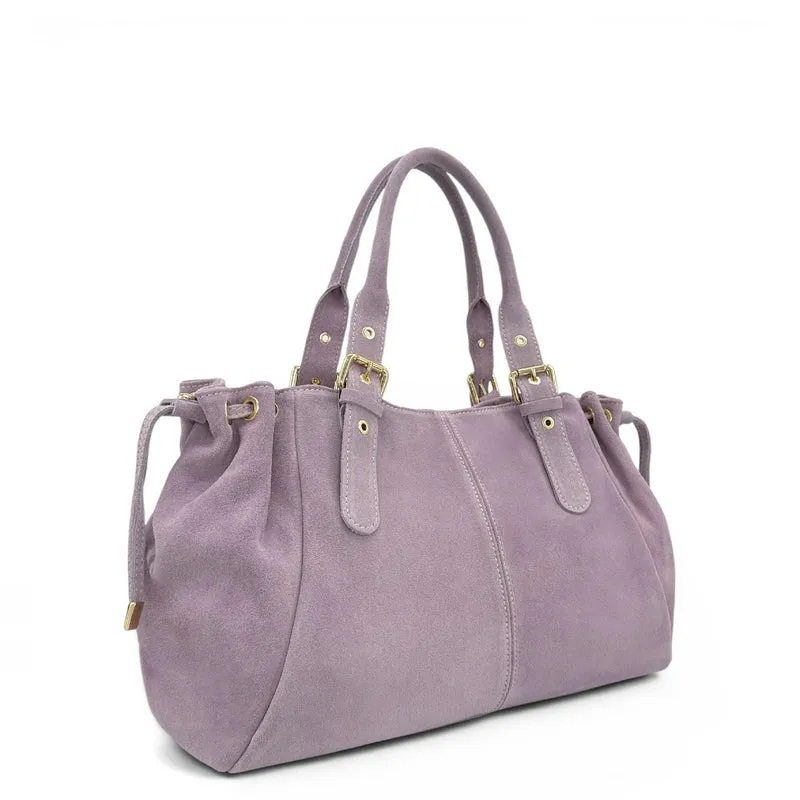 Sac bowling en daim PRINCESSE SUEDE XL Rose Lilas