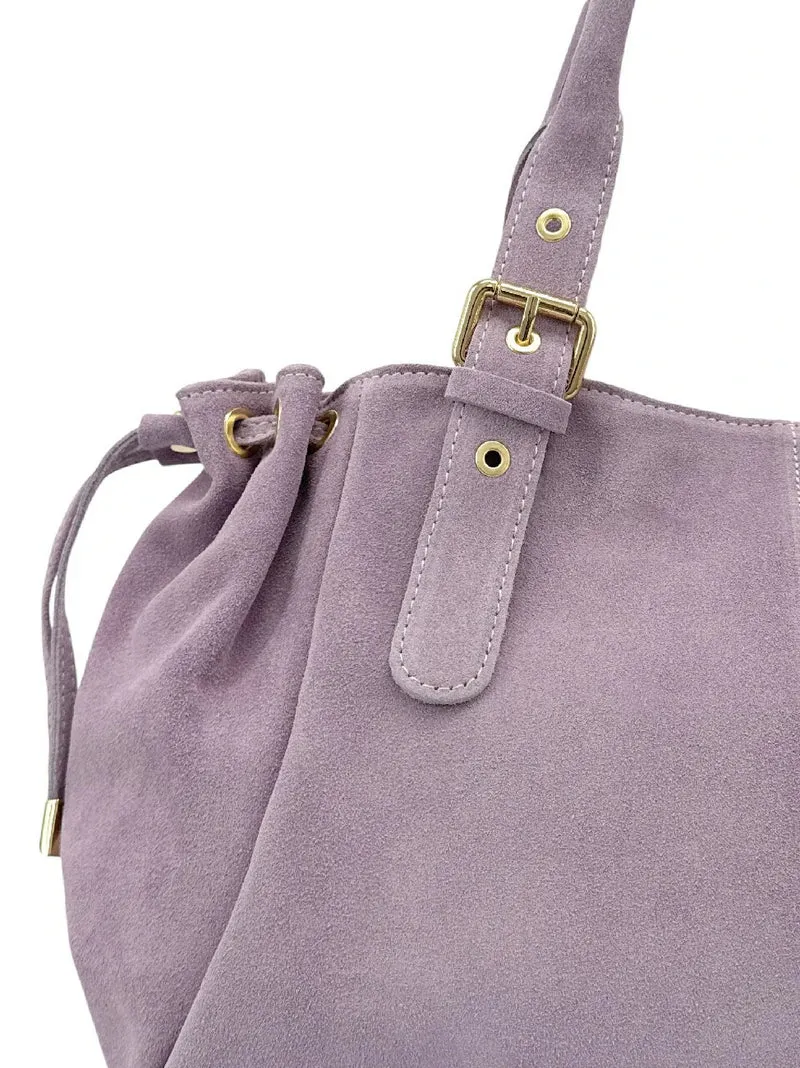 Sac bowling en daim PRINCESSE SUEDE XL Rose Lilas