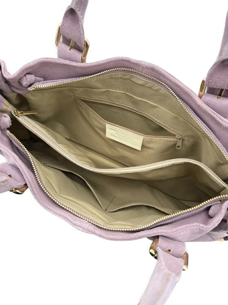 Sac bowling en daim PRINCESSE SUEDE XL Rose Lilas