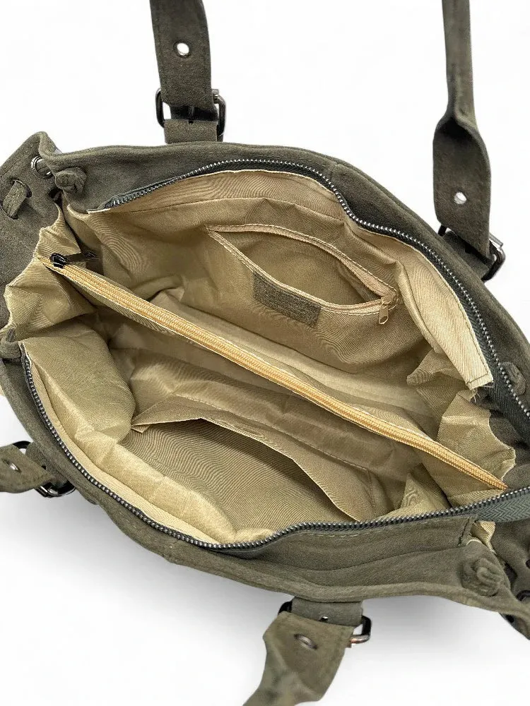 Sac bowling en daim PRINCESSE SUEDE XL Green army