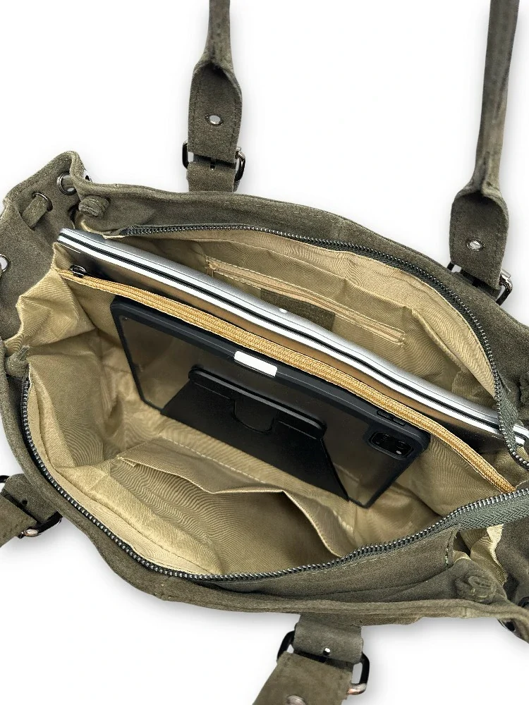 Sac bowling en daim PRINCESSE SUEDE XL Green army