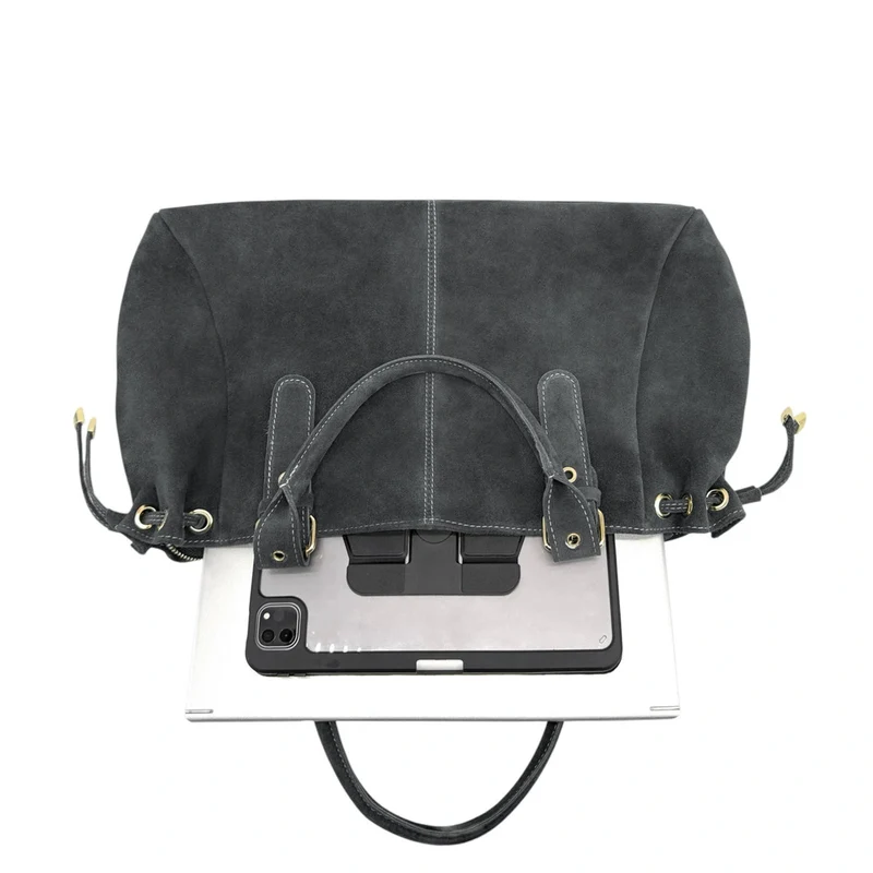 Sac bowling en daim PRINCESSE SUEDE XL Gris foncé