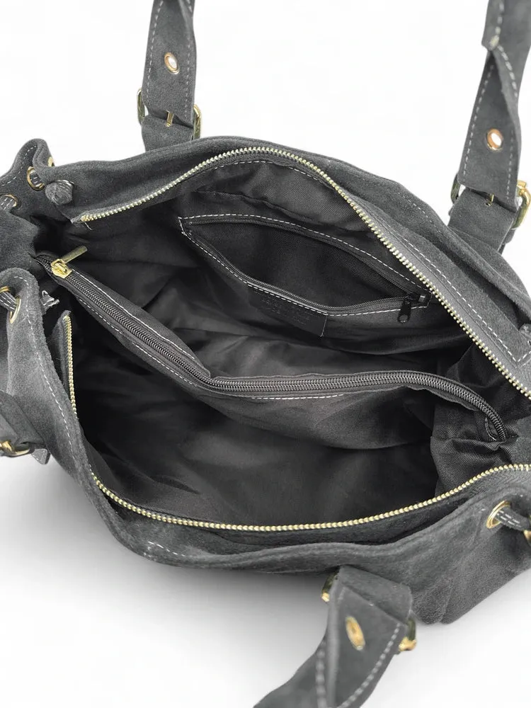 Sac bowling en daim PRINCESSE SUEDE XL Gris foncé