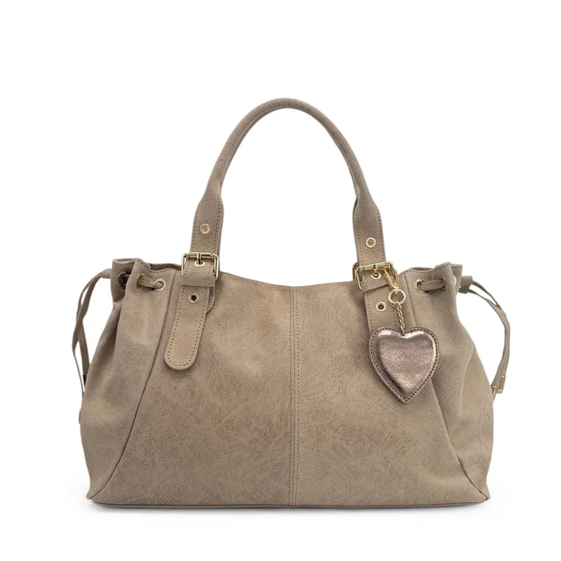 Porte-clés en cuir irisé COEUR Champagne