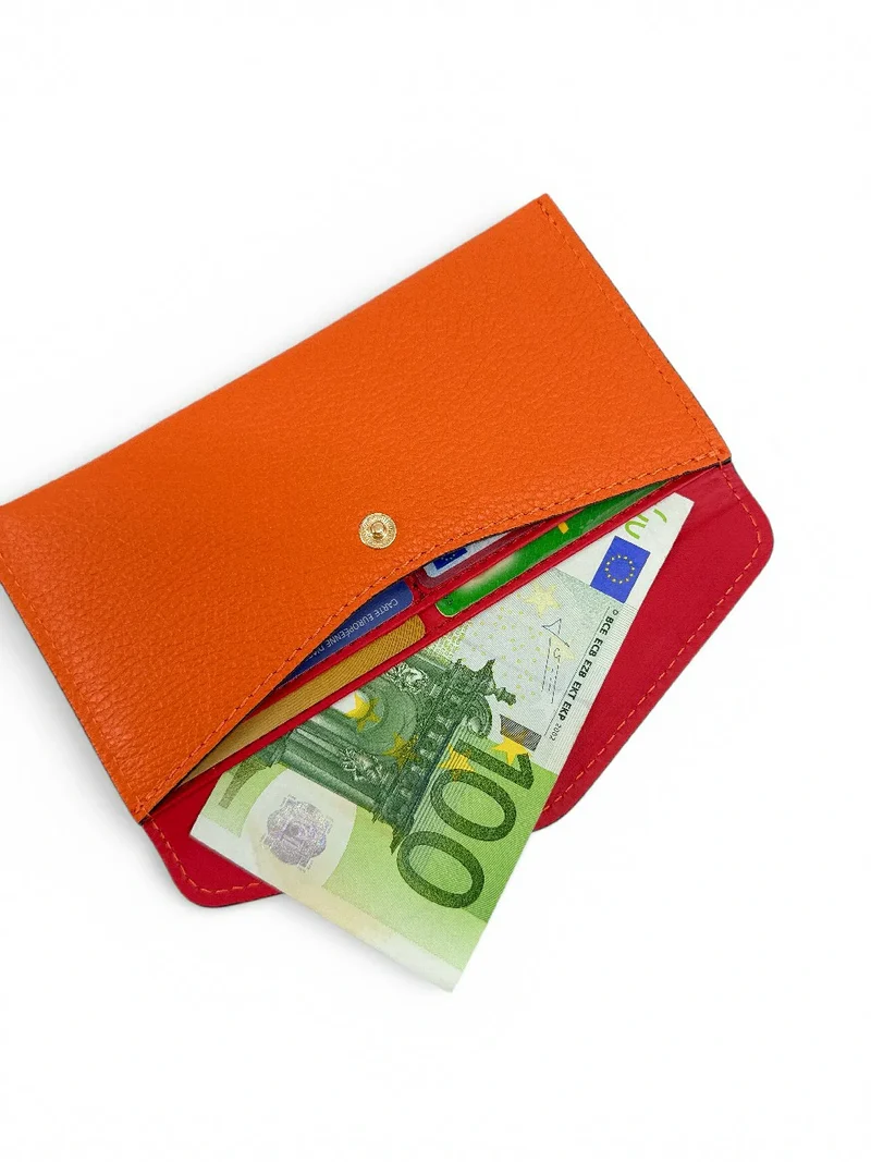 Pochette enveloppe en cuir grainé CLOE Orange