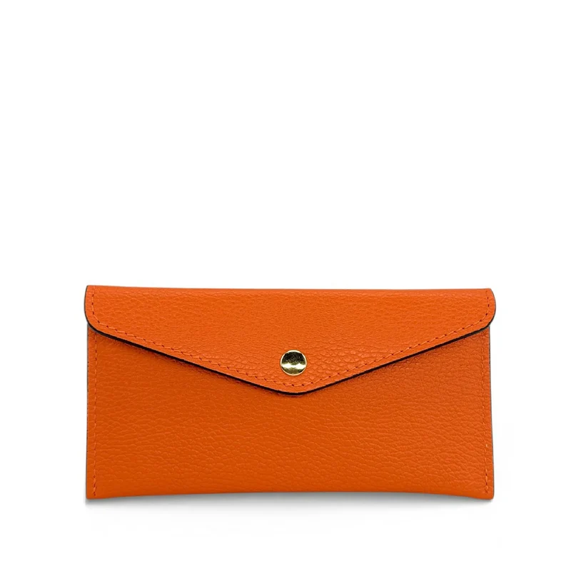 Pochette enveloppe en cuir grainé CLOE Orange