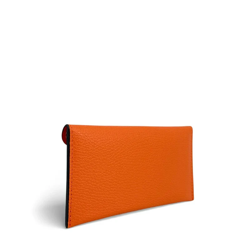 Pochette enveloppe en cuir grainé CLOE Orange