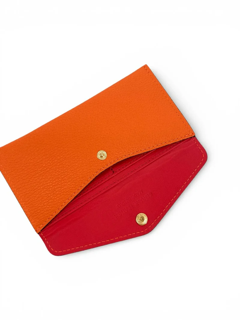 Pochette enveloppe en cuir grainé CLOE Orange
