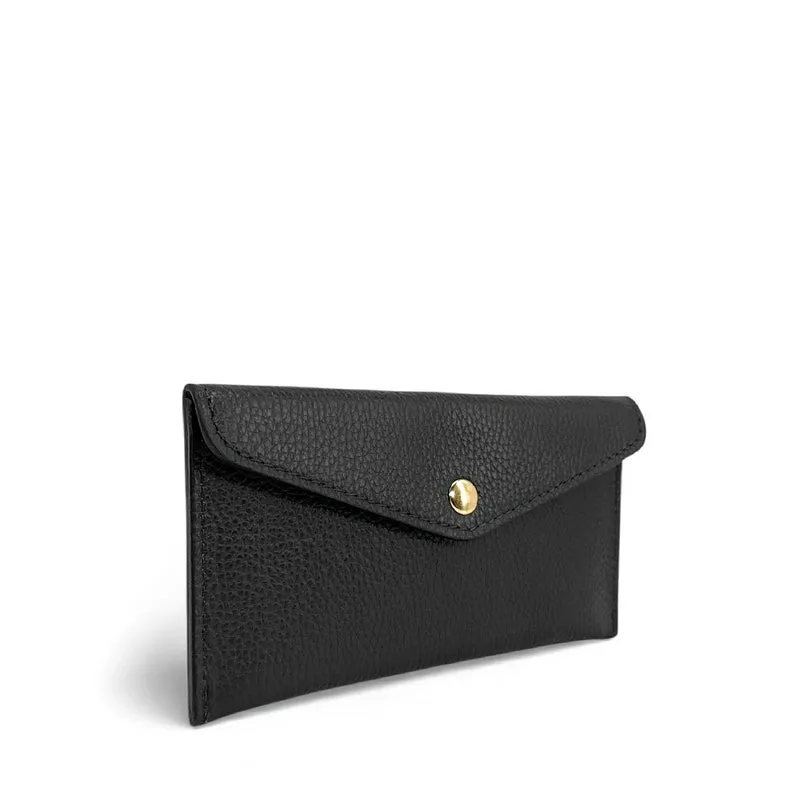 Pochette enveloppe en cuir grainé CLOE Noir