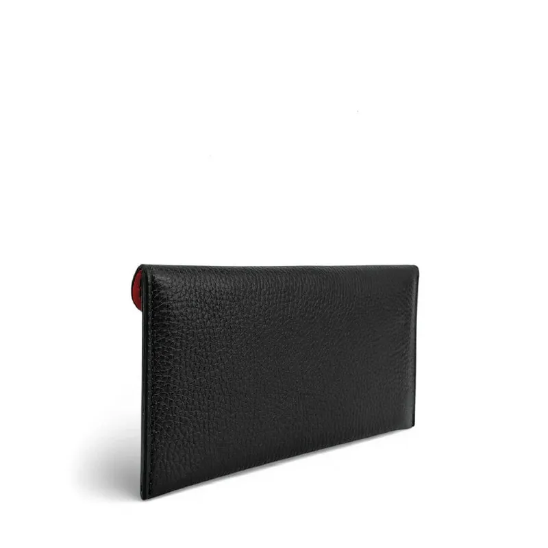 Pochette enveloppe en cuir grainé CLOE Noir