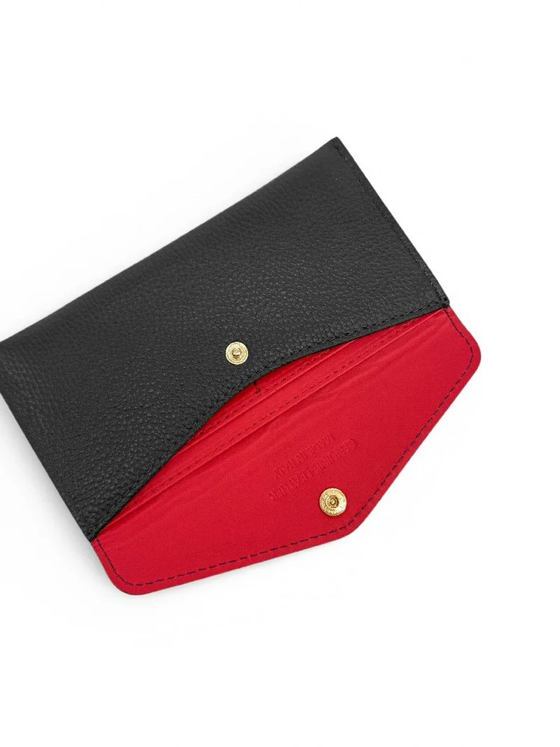 Pochette enveloppe en cuir grainé CLOE Noir