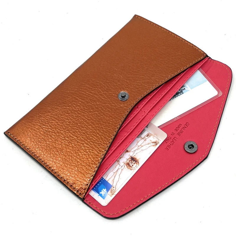 Pochette enveloppe en cuir irisé CLOE Bronze