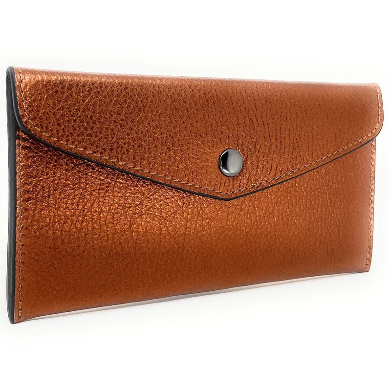 Pochette enveloppe en cuir irisé CLOE Bronze