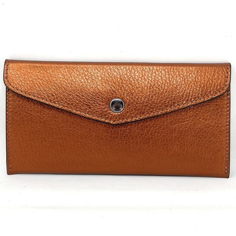Pochette enveloppe en cuir irisé CLOE Bronze