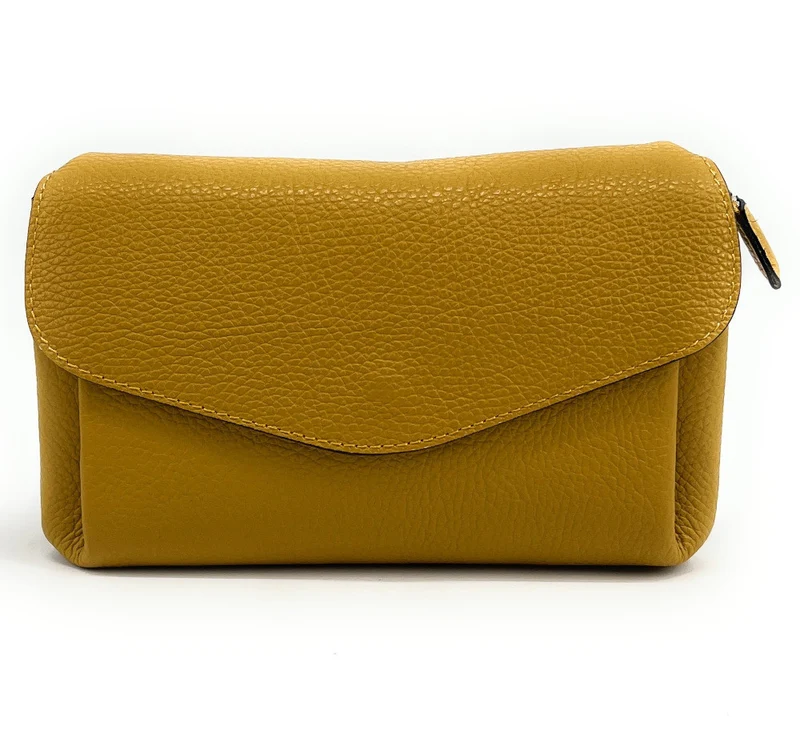 Sac trotteur en cuir grainé ORIGAMI Jaune Moutarde