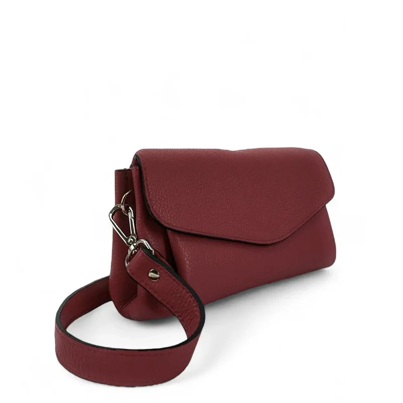 Sac trotteur en cuir grainé ORIGAMI Rouge bordeaux