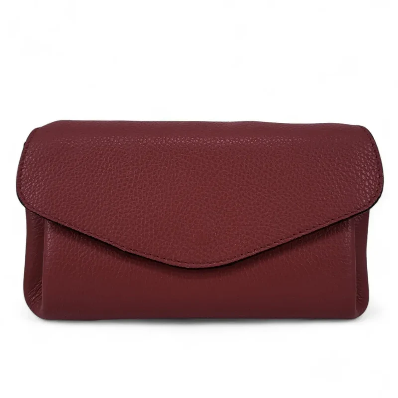 Sac trotteur en cuir grainé ORIGAMI Rouge bordeaux