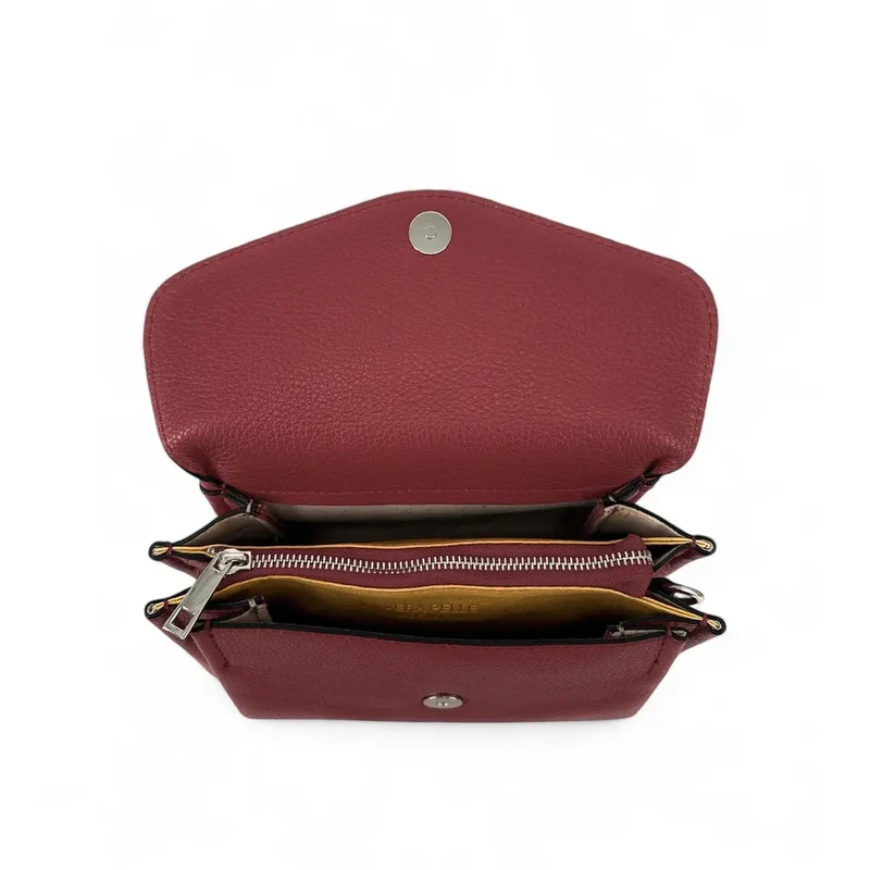 Sac trotteur en cuir grainé ORIGAMI Rouge bordeaux