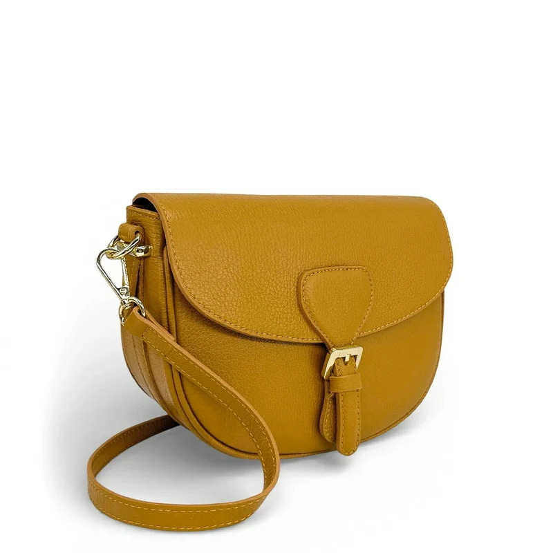 Sac trotteur en cuir grainé MASINA Jaune Moutarde