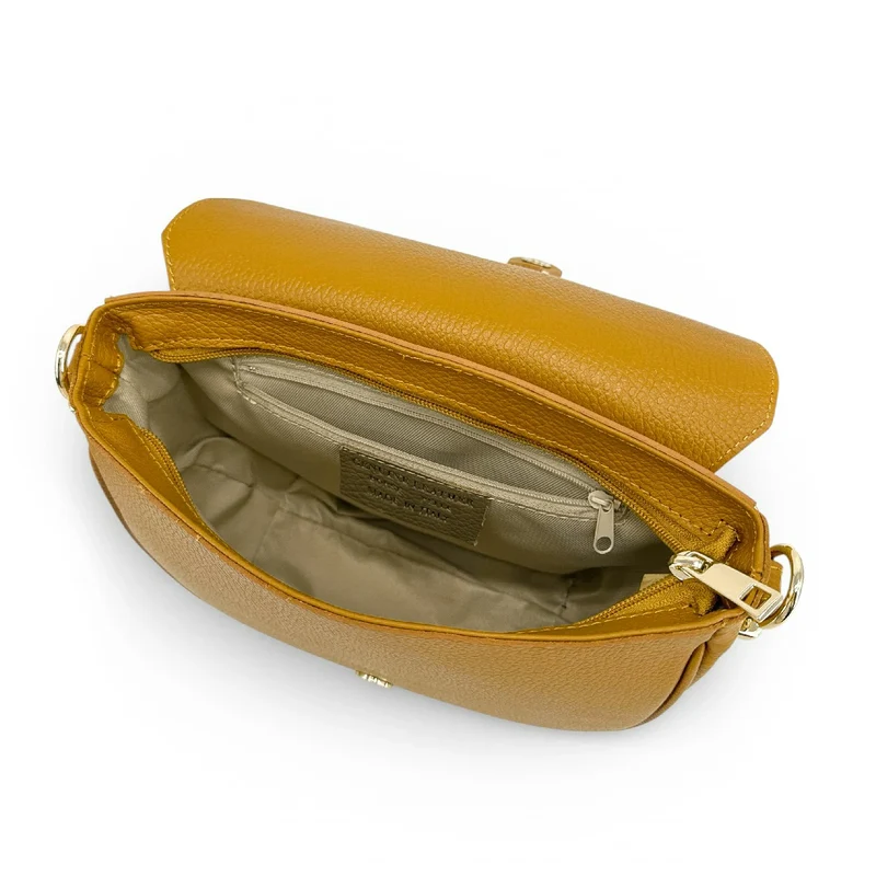 Sac trotteur en cuir grainé MASINA Jaune Moutarde